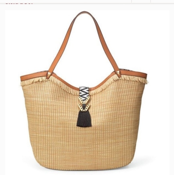 Stella & Dot Handbags - Stella And Dot Riveria Tote with Raffia Fringe Stella & Dot Handbags - Stella And Dot Riveria Tote with Raffia Fringe